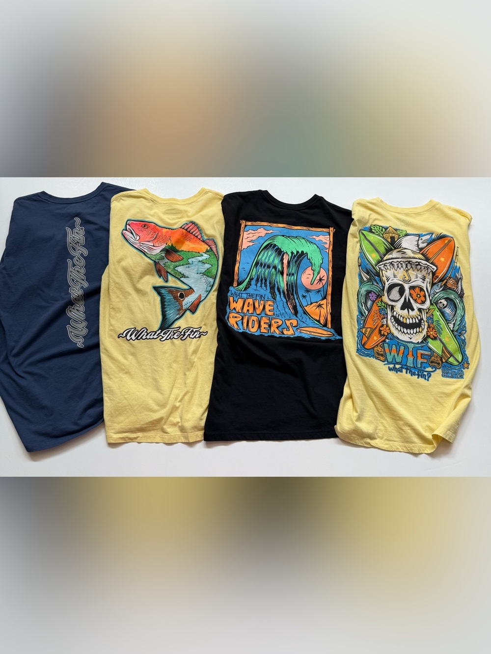 Lot Of 4 What The Fin Men’s M Graphic Tshirts Comfort Performance Fishing Beach